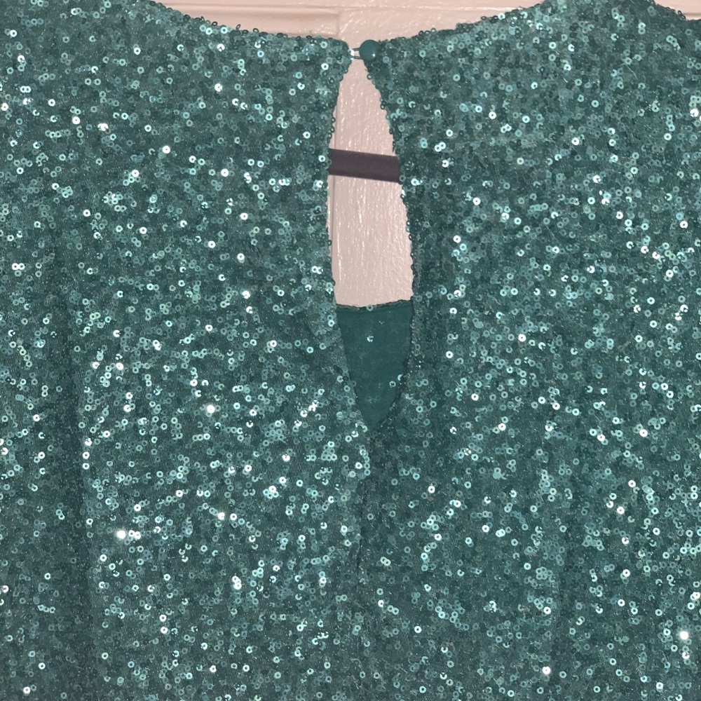 Turquoise sequins shirt - Picture 3 of 5
